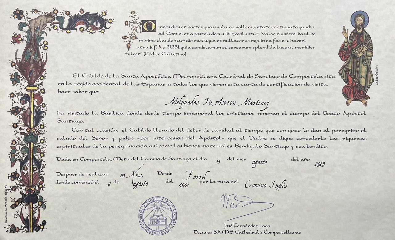 A Certificate of Distance issued in 2023