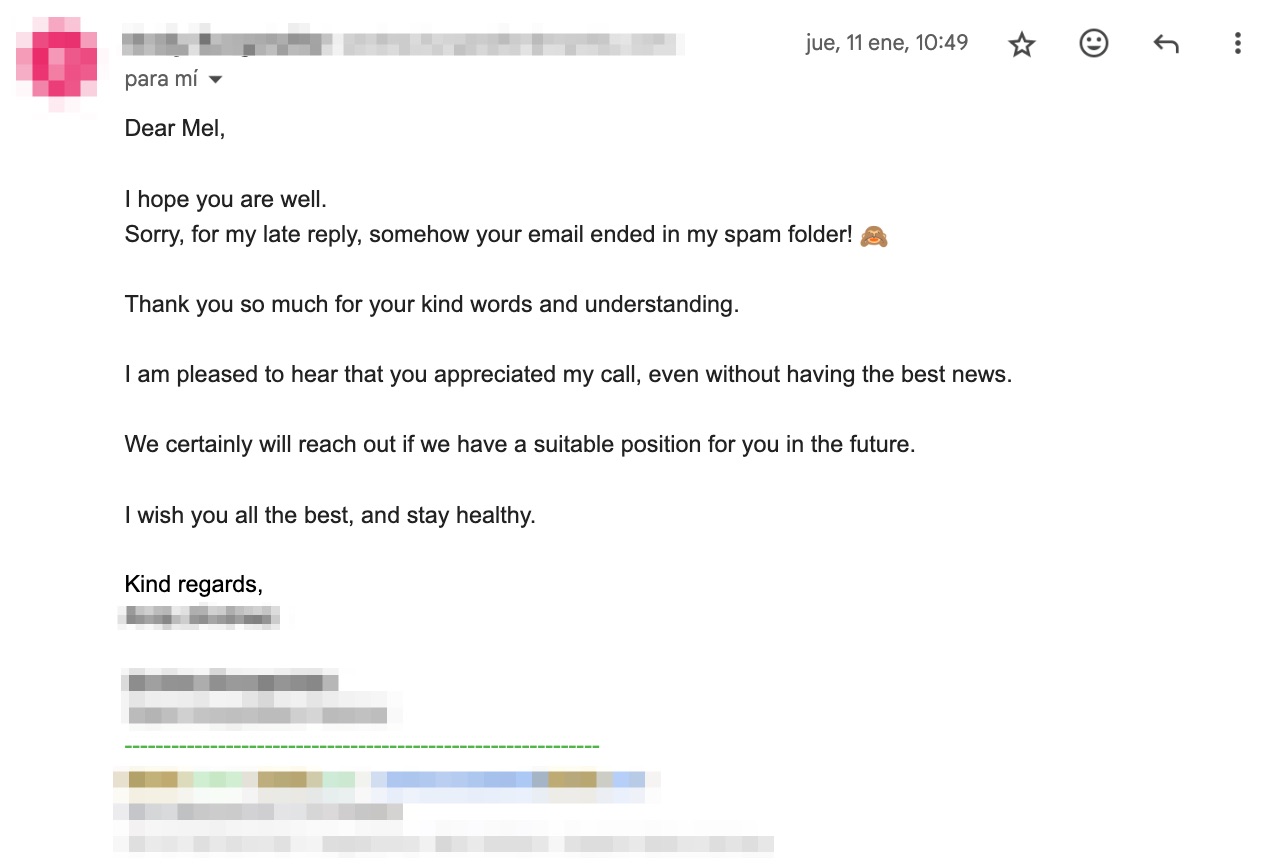 Kindest Job Rejection